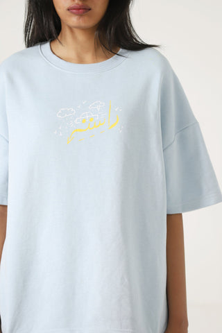 Powder blue printed T-shirt