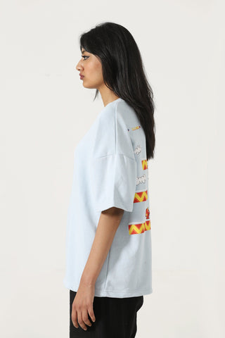 Powder blue printed T-shirt
