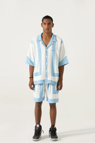 Handwoven striped cotton shorts
