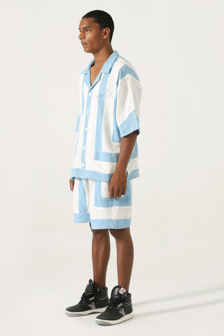 Handwoven striped cotton button-down