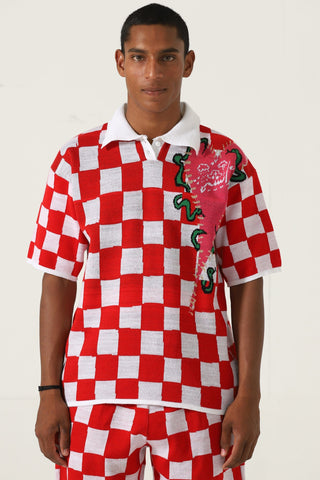 "Playful past" knit polo