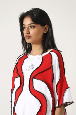 Upcycled wavy knit top