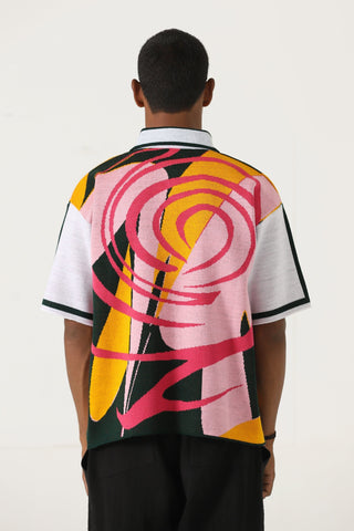 "Broken glass" knit polo