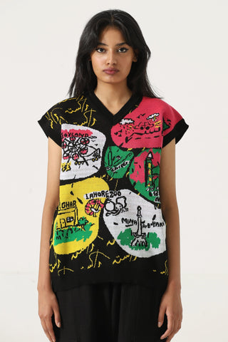 A world of color knit vest'