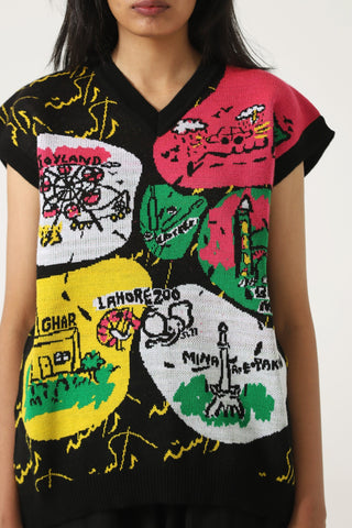 A world of color knit vest'