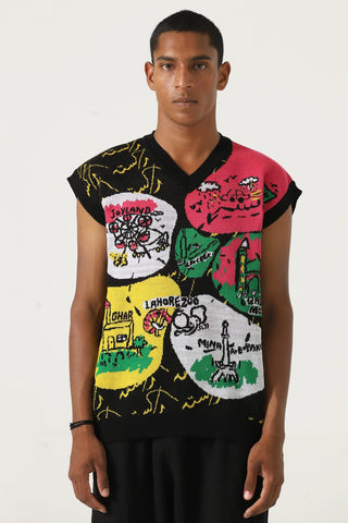 A world of color knit vest'