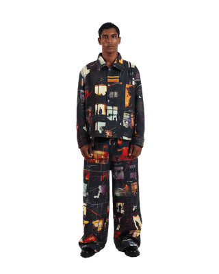 "Nocturnal reverie" abstract printed coach jacket