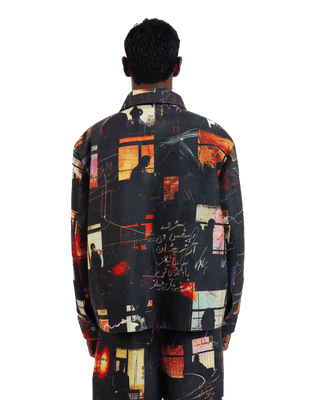 "Nocturnal reverie" abstract printed coach jacket