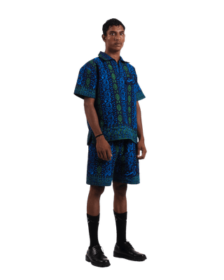 "Nocturnal paisley" handwoven cotton button-down