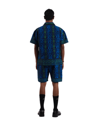 "Nocturnal paisley" handwoven cotton button-down