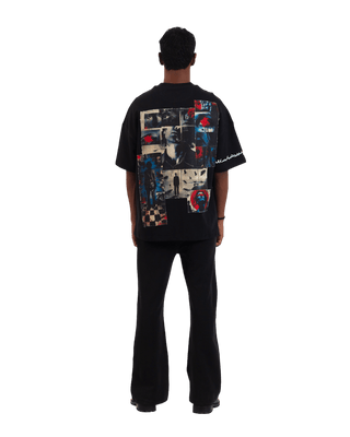 "Perpetual motion" oversized black T-shirt