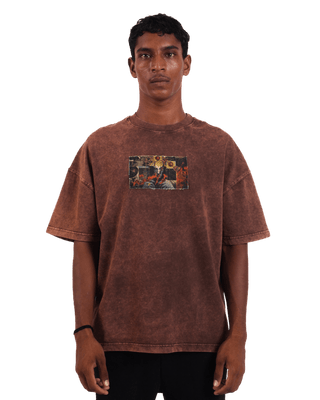"Eternal cycle" oversized rust brown T-shirt
