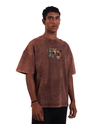 "Eternal cycle" oversized rust brown T-shirt
