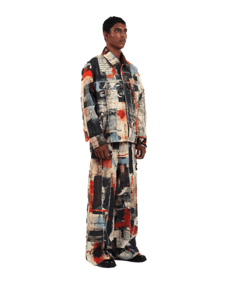 "Ethereal loop" abstract printed coach jacket