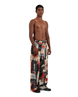 "Artistry in motion" printed straight-leg trousers