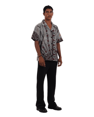 "Midnight ascent" handwoven button-down