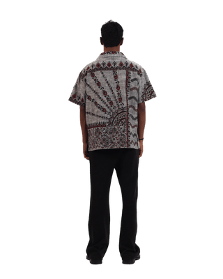 "Midnight ascent" handwoven button-down