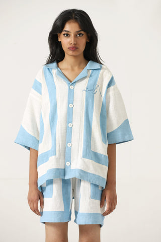 Handwoven striped cotton button-down