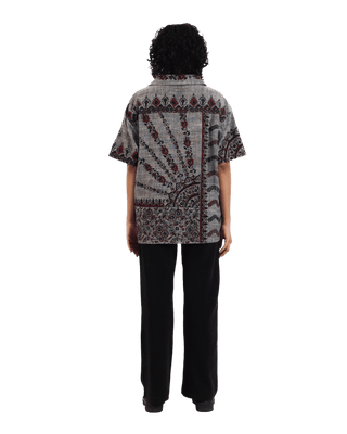 "Midnight ascent" handwoven button-down