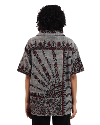 "Midnight ascent" handwoven button-down