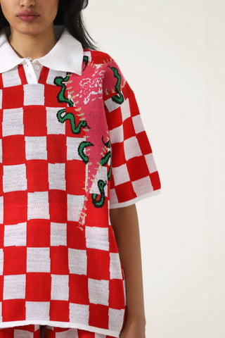 "Playful past" knit polo