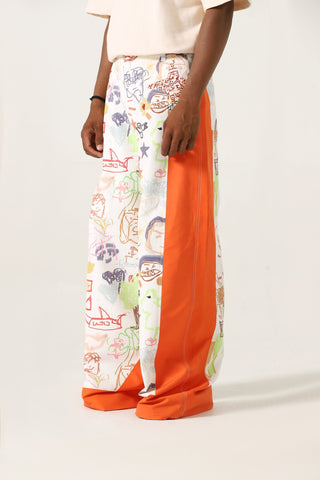 "Life is a doodle" printed trousers