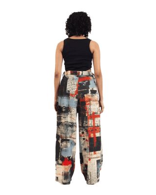 "Artistry in motion" printed straight-leg trousers