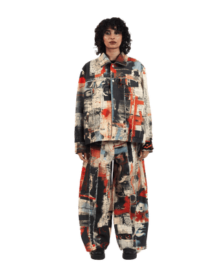 "Ethereal loop" abstract printed coach jacket