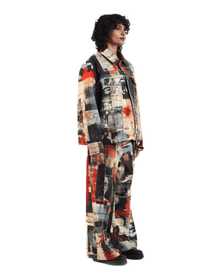 "Ethereal loop" abstract printed coach jacket