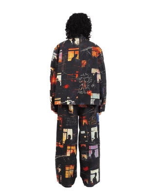 "Nocturnal reverie" abstract printed coach jacket