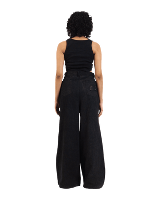 "Eclipse elegance" wide flared denim trousers