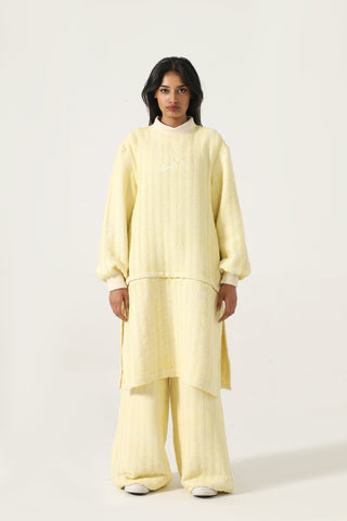 Handwoven flared dobby trousers