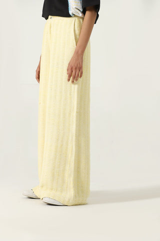 Handwoven flared dobby trousers