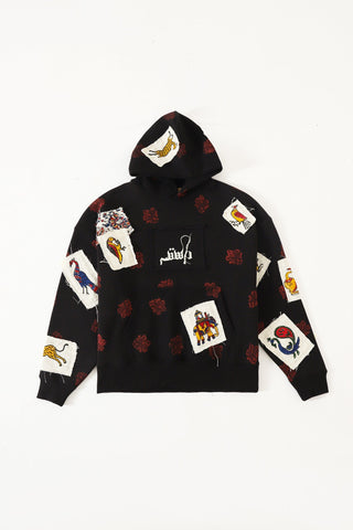 Patchwork block print hoodie V4