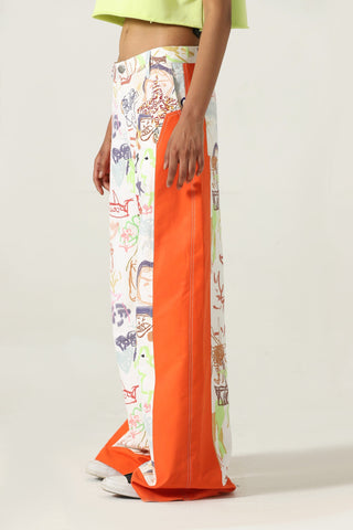 "Life is a doodle" printed trousers
