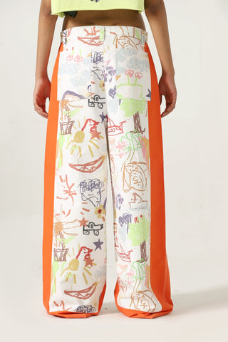 "Life is a doodle" printed trousers