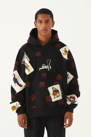 Patchwork block print hoodie V4