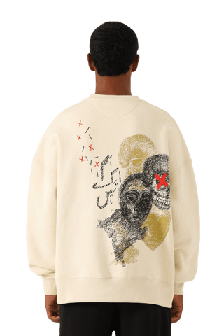 "Hum ak hain" printed artwork beige sweatshirt