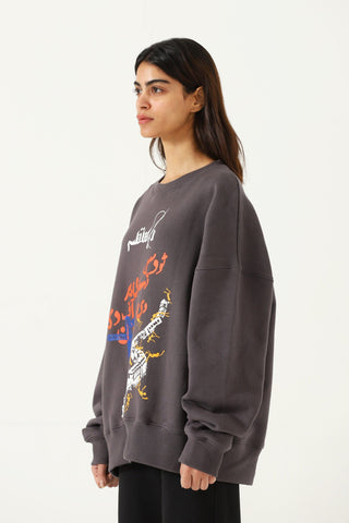 "Insaaf" ash grey printed sweatshirt