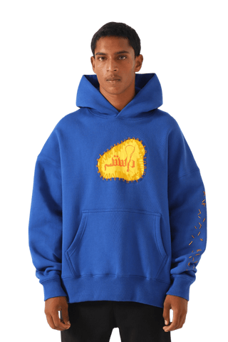 "Remembrance" royal blue printed hoodie