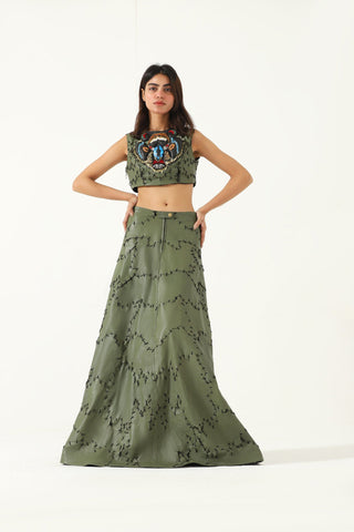 Patchwork leather skirt