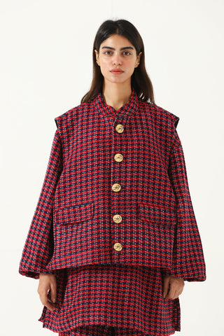 Handwoven plaid cotton vest