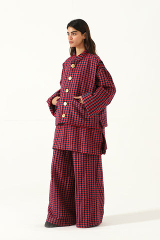 Handwoven plaid cotton vest