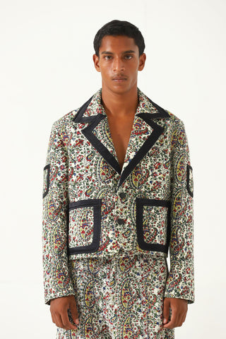 "Raj" hand block printed cropped jacket
