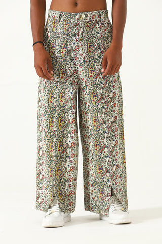 "Raj" hand block printed flared trousers