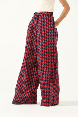 Handwoven plaid cotton trousers