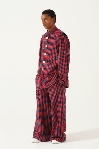 Handwoven plaid cotton vest