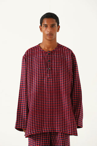Handwoven plaid cotton shirt