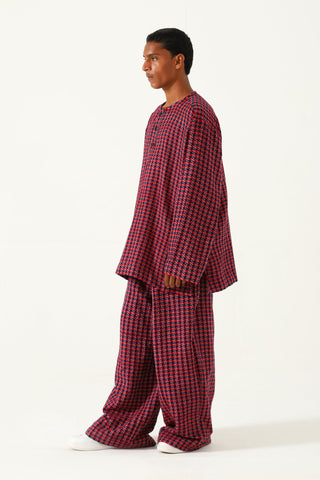 Handwoven plaid cotton shirt