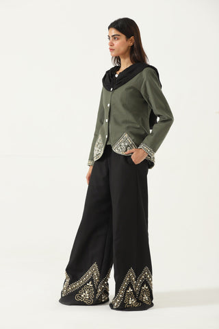 Olive green embroidered jacket